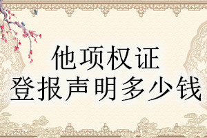 他项权证登报挂失多少钱