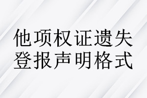 他项权证遗失登报声明格式