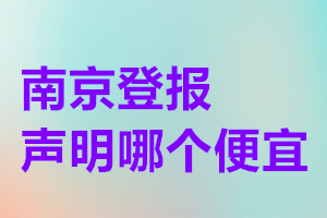 南京登报声明哪个便宜