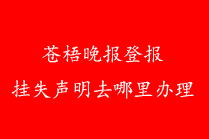 苍梧晚报登报挂失声明去哪里办理
